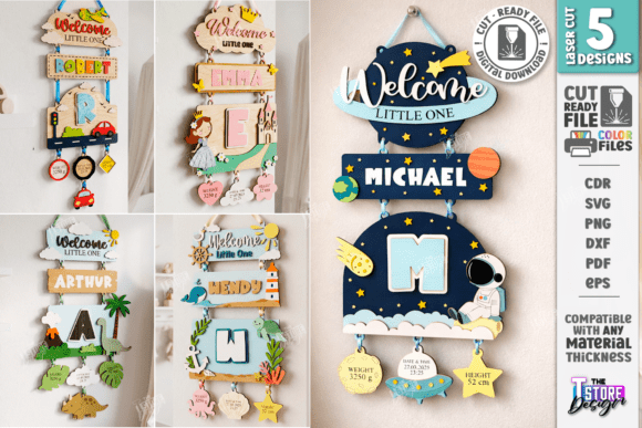 3D Nursery Layered Wall Signs Bundle CNC: Creative Decor