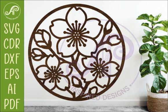 Cherry Blossom Flower Wall Art SVG Sign