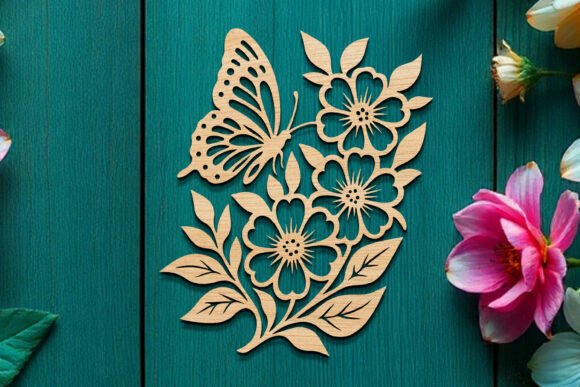 Delicate Floral Butterfly SVG for Laser Cutting Projects