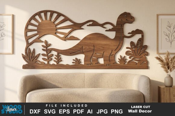 Dinosaur Wall Art Laser Cut SVG: Creative & Precise Design