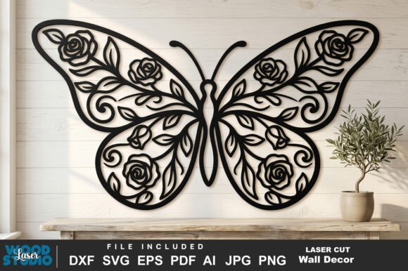 Elegant Flower Butterfly Laser Cut SVG for Creative Projects
