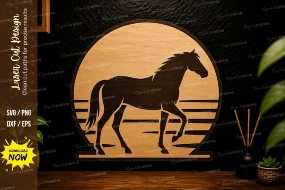 Enchanting Horse Sunset Laser Cut SVG Design