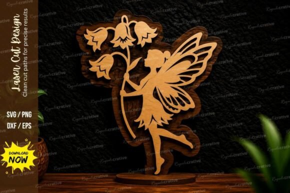 Fairy Flower Branch Laser Cut SVG Design