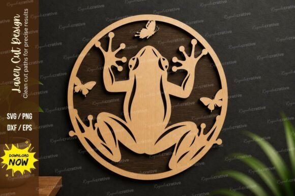 Frog Lily Laser Cut Wall Art File: A Premium Design Asset