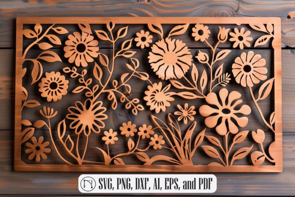 Laser Cut Floral Panel SVG Cut File