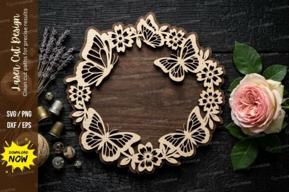 Leaf Wreath Frame Laser Cut SVG Cutting Design