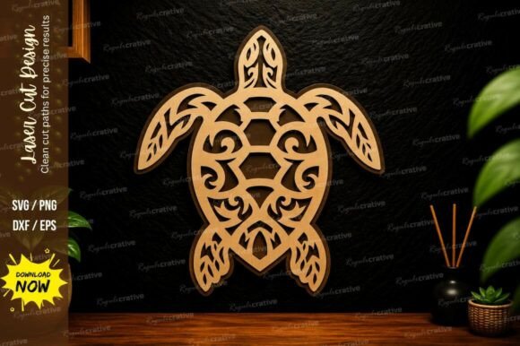 Sea Turtle Mandala Laser Cut SVG Design