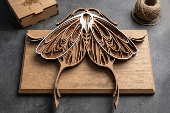 Stunning 3D Layered Luna Moth Laser Cut SVG