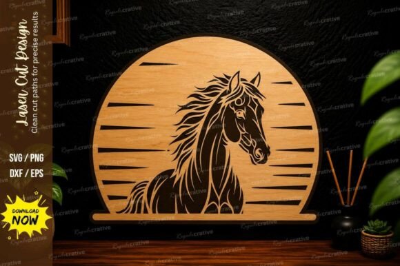 Wild Horse Portrait: Precision Laser Cut SVG Design